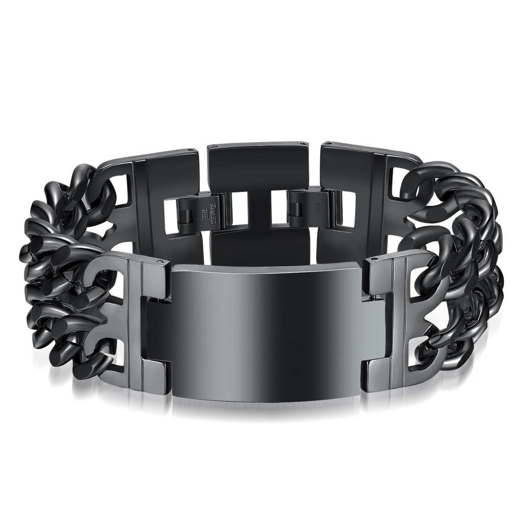 HNSP 24MM Width 316L Stainless Steel Cuban Chain Cross Bracelet For Men Jewelry Male Hand Chain Wrap Bracelets Punk
