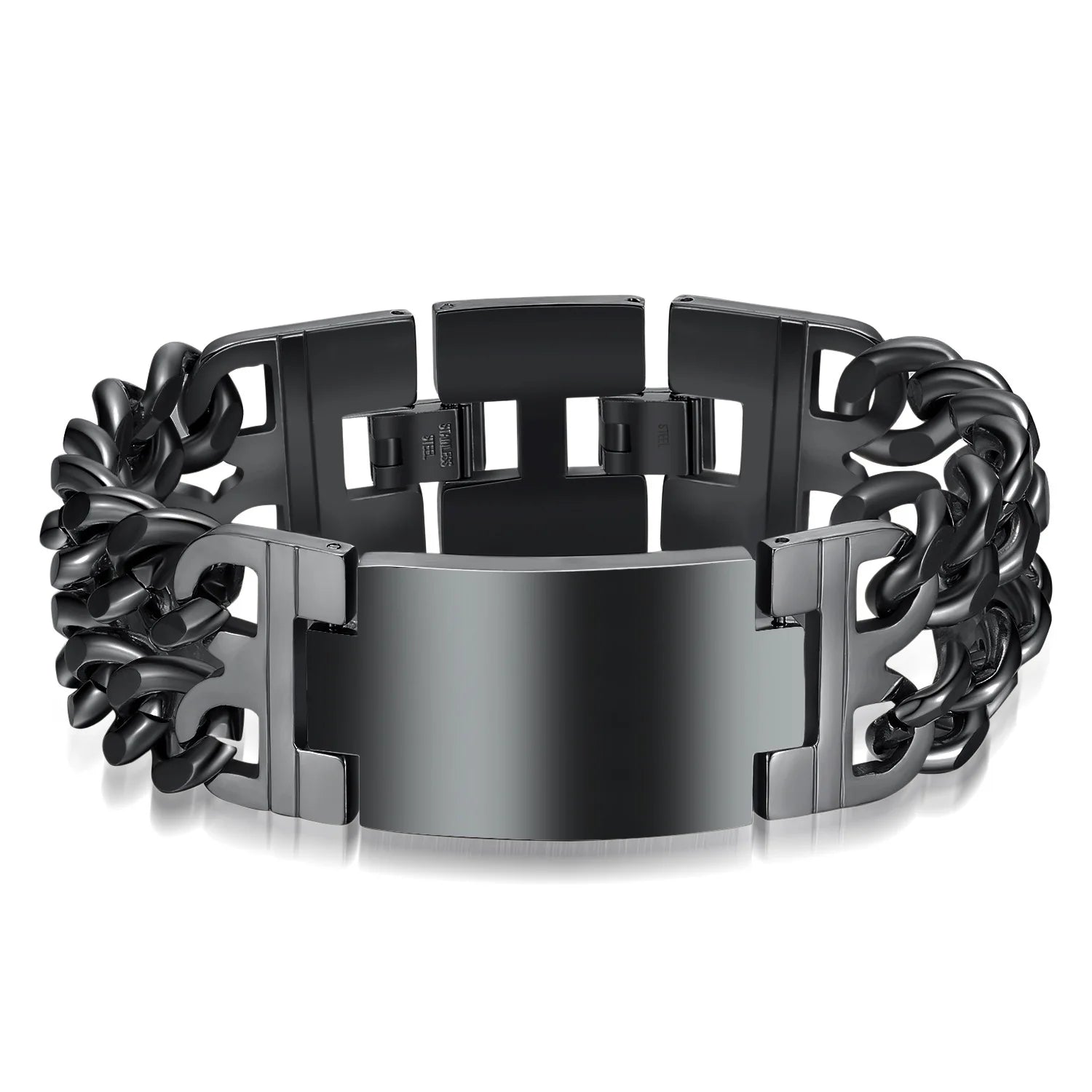 HNSP 24MM Width 316L Stainless Steel Cuban Chain Cross Bracelet For Men Jewelry Male Hand Chain Wrap Bracelets Punk