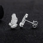 Iced Out Prayer Hand Earrings — 925 Silver