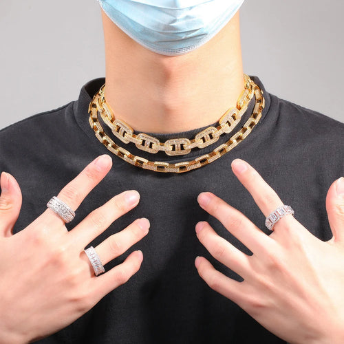 Uwin Miami Necklaces 15mm Cuban Link CZ Baguette Prong Setting Iced Out Zircon Pave Luxury Bling Jewelry Fashion Hiphop
