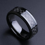 Fashion 8mm Men's Stainless Steel Ring Inlay Black Carbon Fiber Ring Wedding Engagement Jewelry Anniversary Gifts Drop