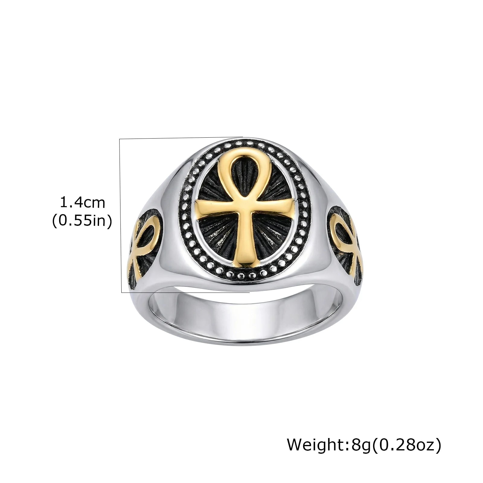 Ankh Cross Vintage Signet Ring — Stainless Steel