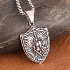 Vintage Saint Angel Shield Necklace Stainless Steel Men Pendant Necklace Classic Archangel Belief Amulet Jewelry Gift Wholesale