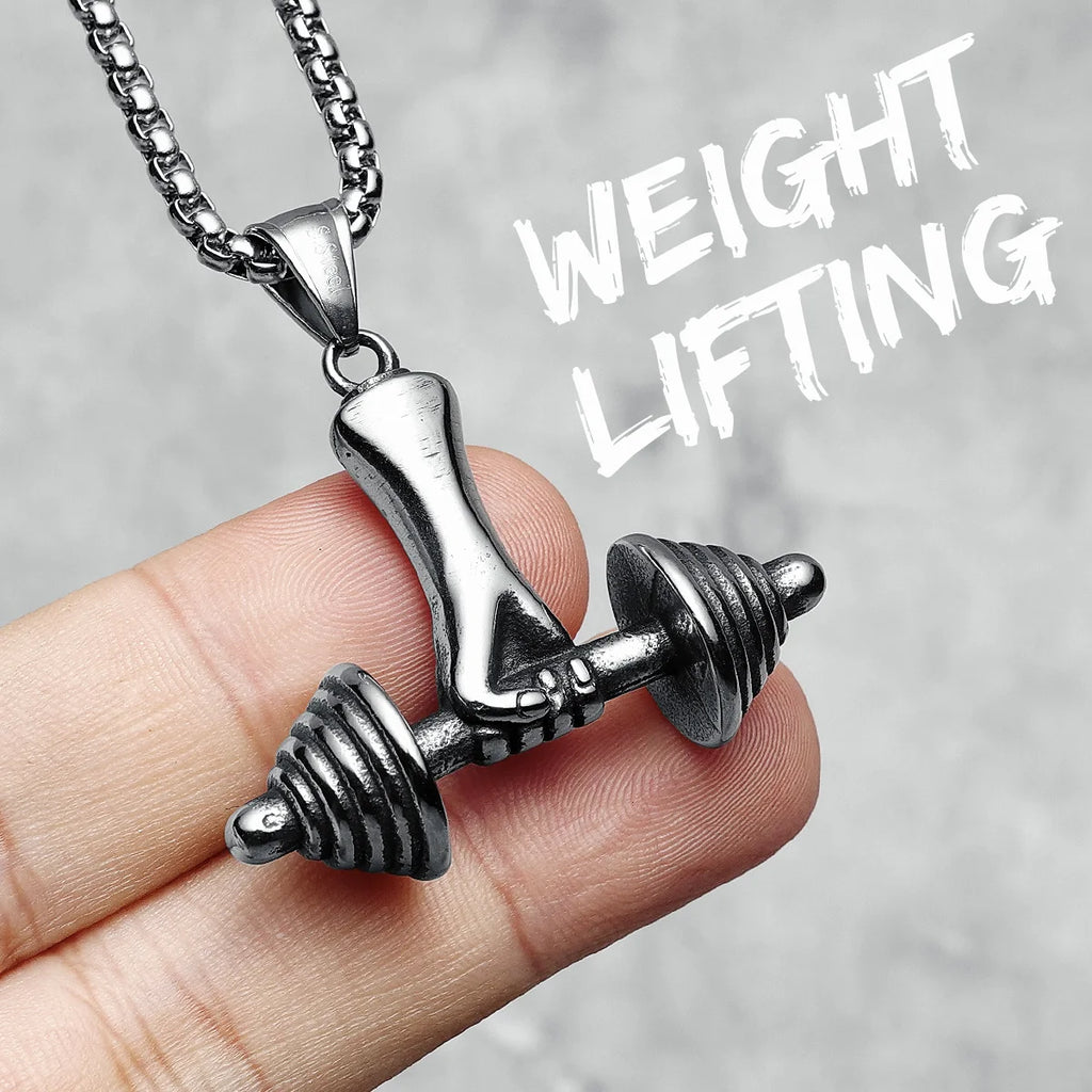 Fitness Weight Plate Pendant Necklace — Stainless Steel