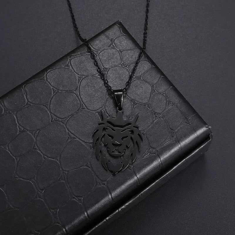 Domineering Ferocious Tiger Head Pendant Stainless Steel Animal Necklace Men's Punk Trend Cool Jewelry Boy Gift