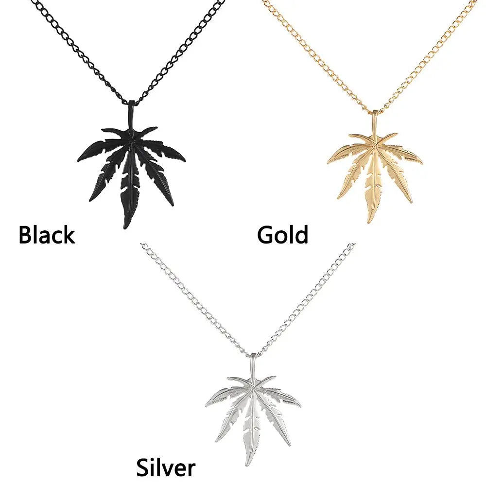 Maple Leaf Necklace Leaf Pendant Charm Chain Necklace Men Gift Jewelry Necklace Hip Hop Jewelry Glittery