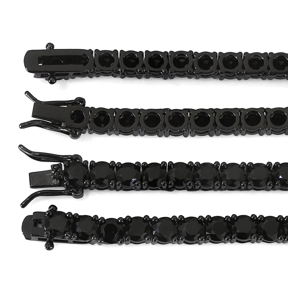 3MM Black CZ Tennis Chain Bracelet Hip Hop Black Ice Plated Tennis Bracelet Men and Women High End Accessories