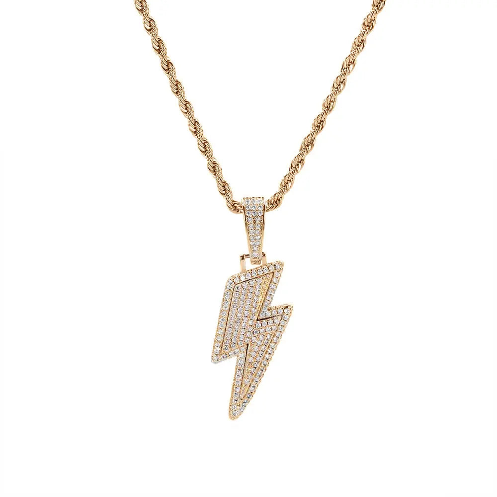 Alinoya Hip Hop Men Fashion Lightning Pendant Wholesale Jewelry Using High Quality CZ Cubic Zirconia Necklace
