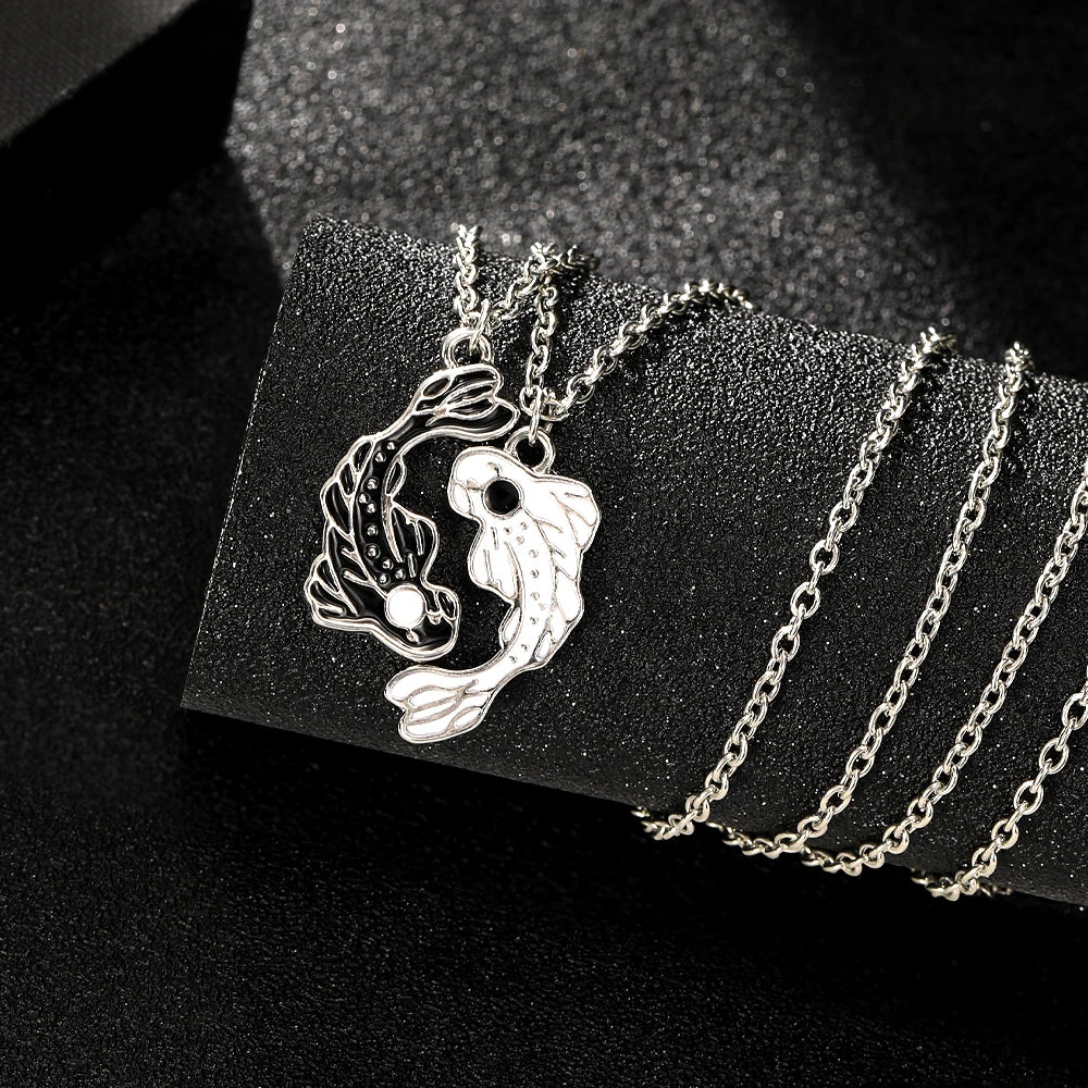 Goldfish Yin Yang Tai Ji Necklace — Black-Tone