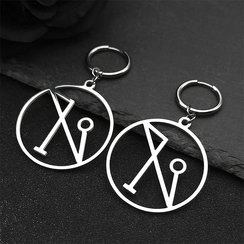 Angel Wings Occult Sigil Silver Earrings Archangel