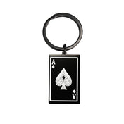Ace of Spades Poker Card Keychain — Stainless Steel