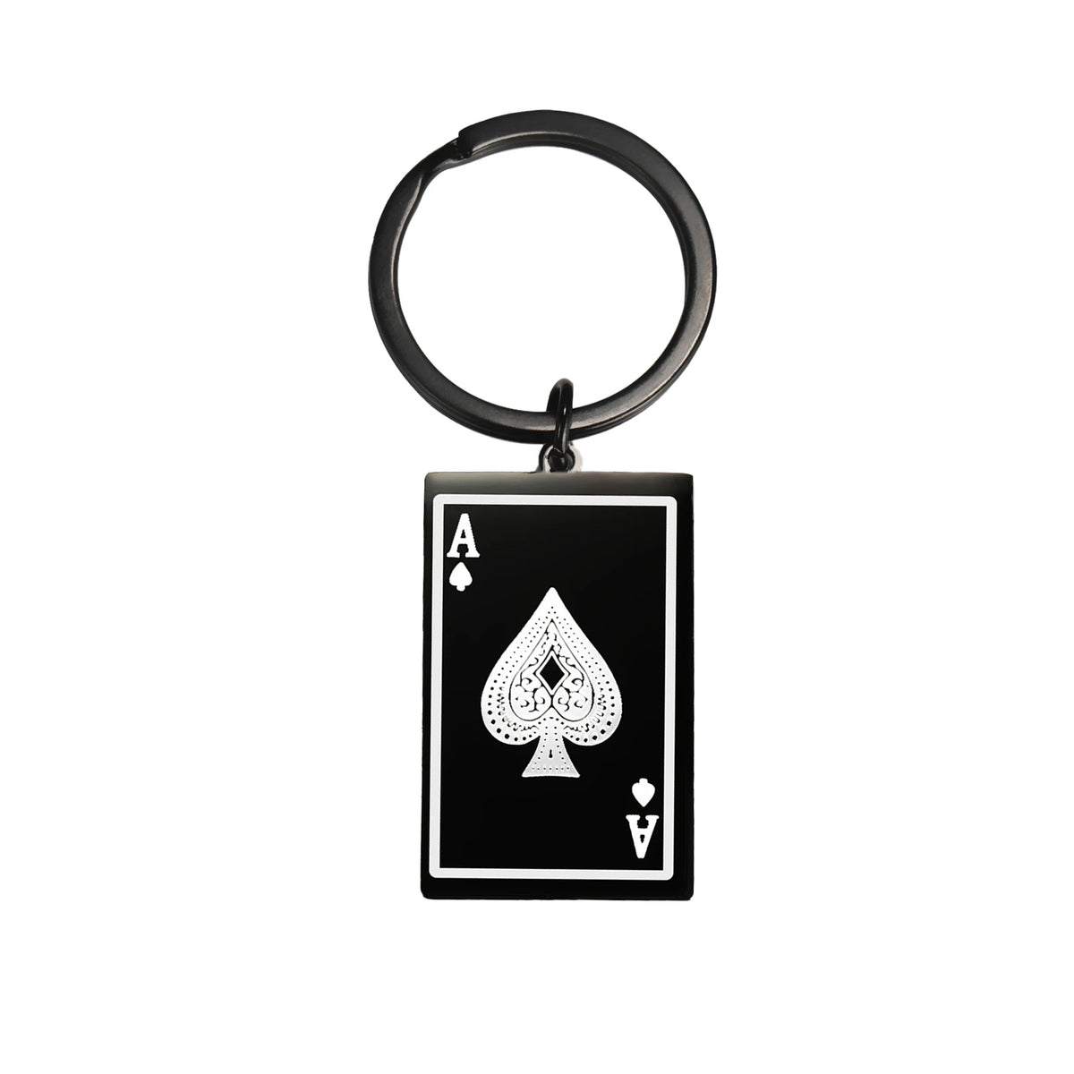 Cazador Stainless Steel Poker Card Ace of Spades Keychain Bag Car Keyrings for Women Men Jewelry Lucky Gift Birthday Wholesale
