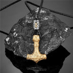 Thor's Hammer Mjolnir Pendant Necklace — Gold-Tone