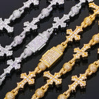 Iced Out Cross Pendant Cuban Chain Necklace 18MM