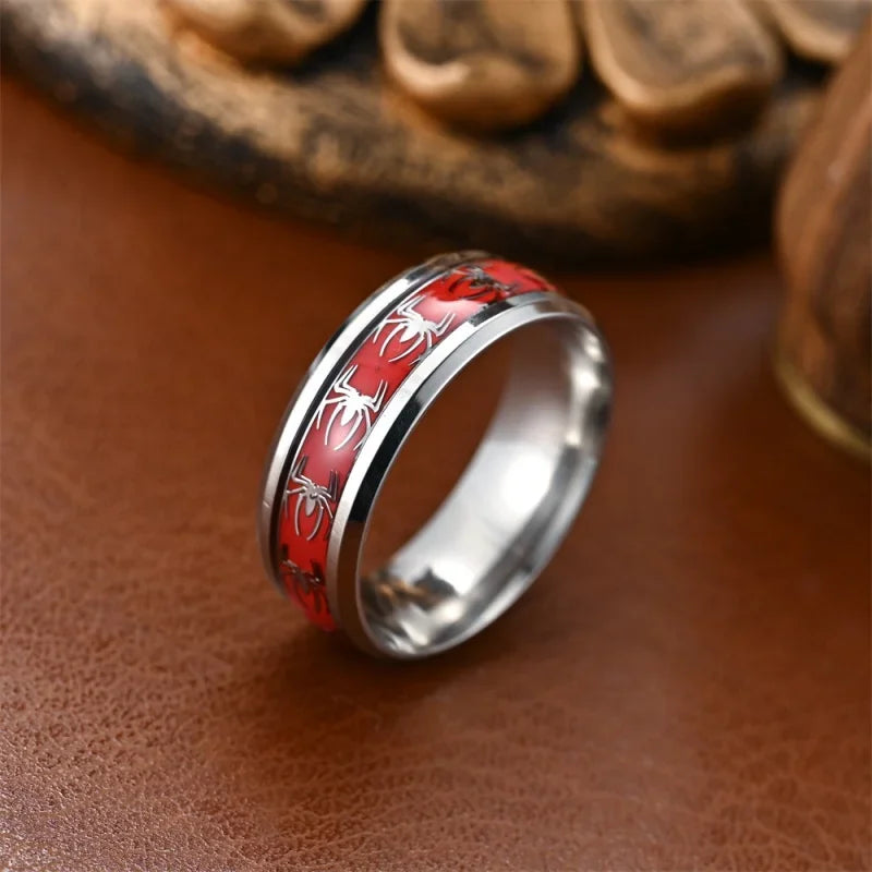 Spider Pattern Dome Edge,Comfortable Fit, Fashionable Daily ItemWedding Ring Red Personalized Couple Tungsten Carbide Ring
