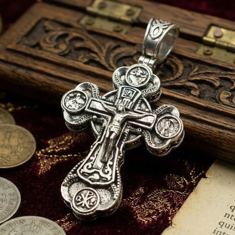 Orthodox Cross Silver Pendant Necklace
