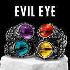 Evil Eye Gemstone Ring — Stainless Steel
