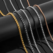 Figaro Chain Necklace 4MM Square Pearl Stainless Steel