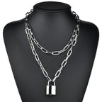Fashion Chain Link Choker Heart Lock Cross Necklace Pendant For Women Men Silver Color Goth Jewelry Party Punk Long Necklaces