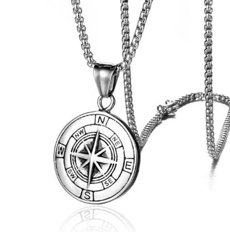 Quality Fashionable Medal Necklace Pendant Pirate Ship Compass Personality Men's Necklace Pendant Hip Hop Jewelry Trend
