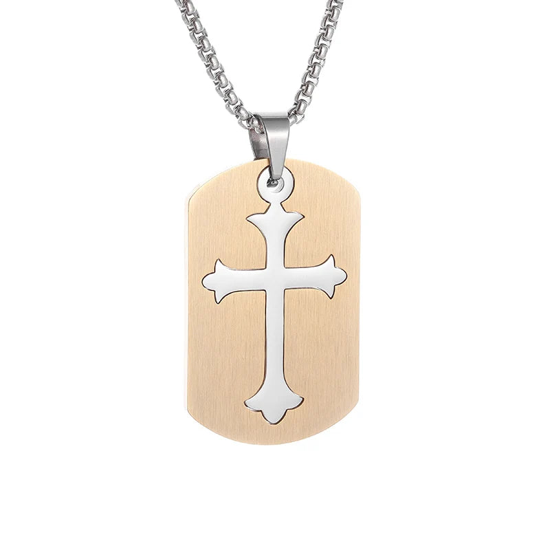 New Gold Color Crucifix Image Men\\'s Pendant Christ Miami Cuban Religious Necklace for Daily Wear Fashion Jewelry Accessories