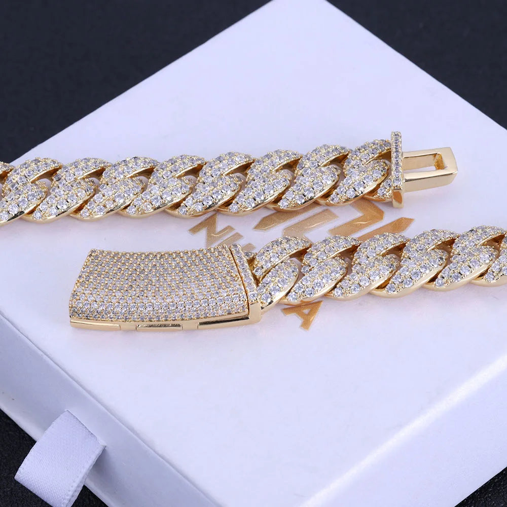 Iced Out Cuban Chain Necklace Stainless Steel 13MM