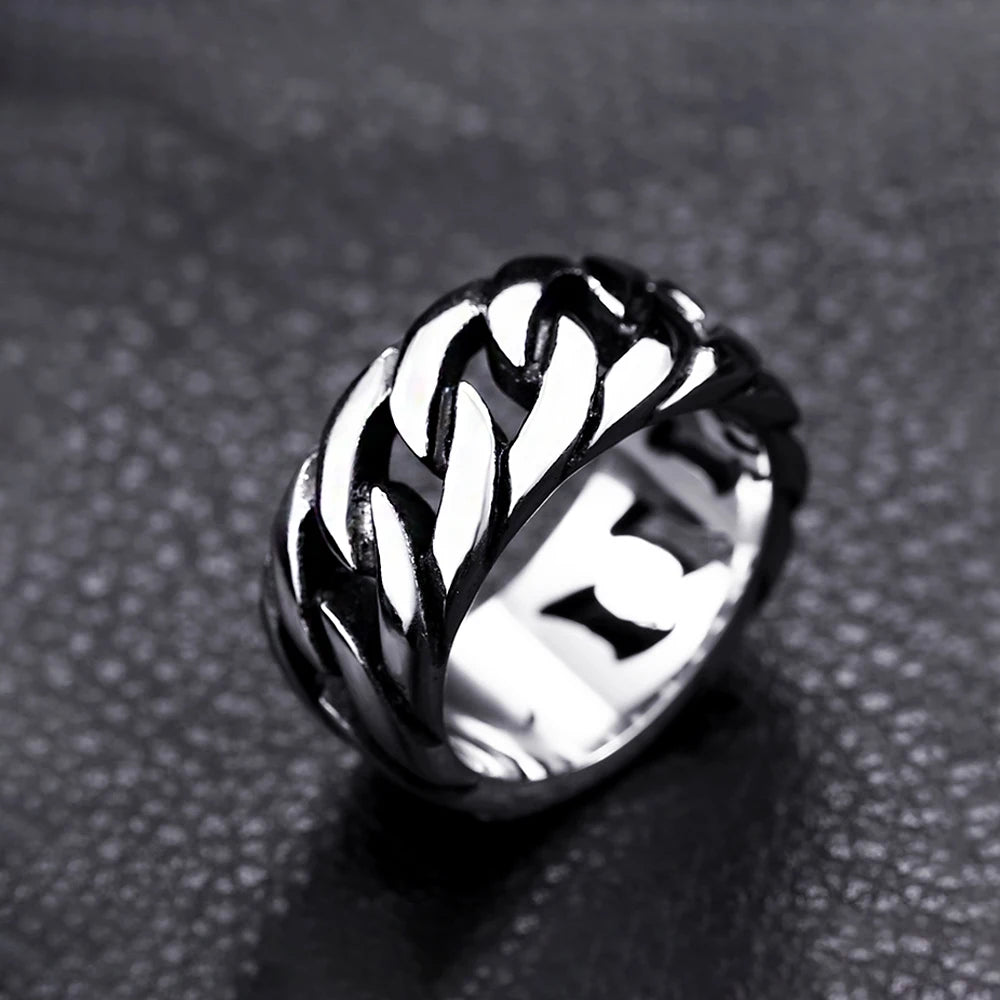 Simple Punk Link Chain Ring — Stainless Steel