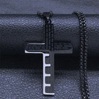 HNSP Stainless Steel Splice Bible Cross Pendant Necklace For Men Religion Christian Jewelry Accessories