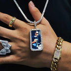 Iced Out Photo Pendant Necklace Rectangle