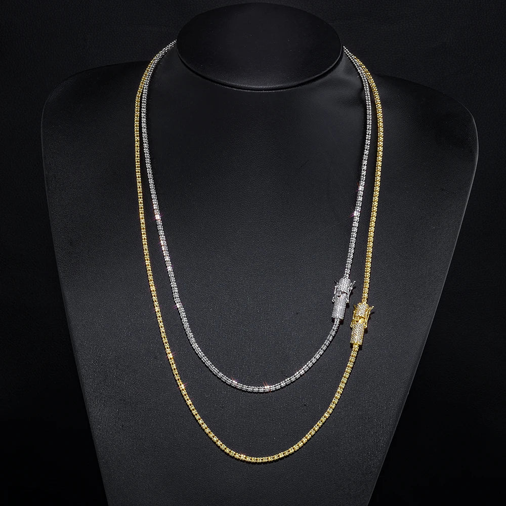 Iced Out Diamond Clasp Chain Necklace 2.4MM