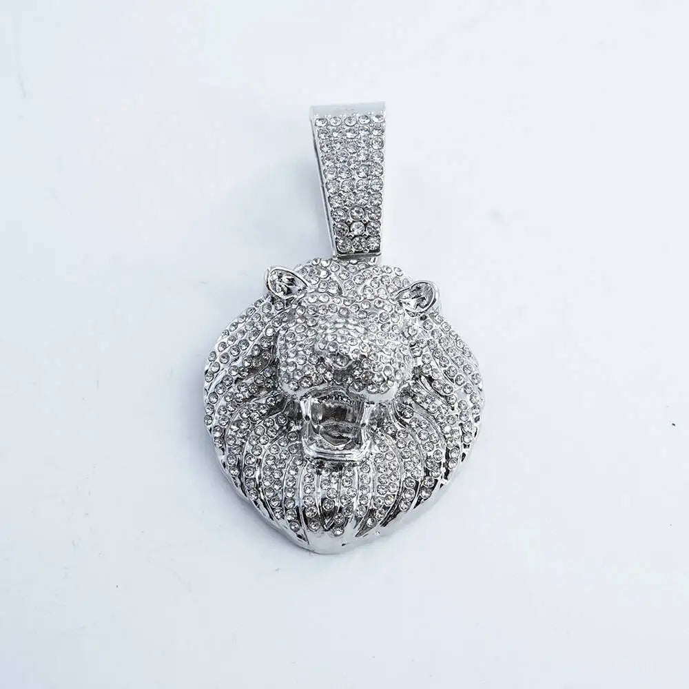Iced Out D Lion Head Cuban Pendant