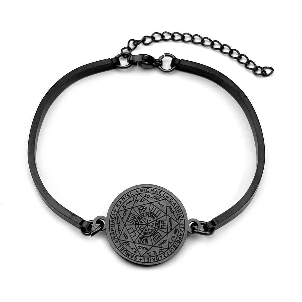 Seven Archangels Stainless Steel Bracelet for Women Men Seal of Solomon Talisman Christian Adjustable Hand Chain