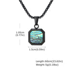 Fashion High Quality Natural Stone Square Pendant Stainless Steel Long Chain Necklace Trendy Simple Popular Jewelry for Men Gift
