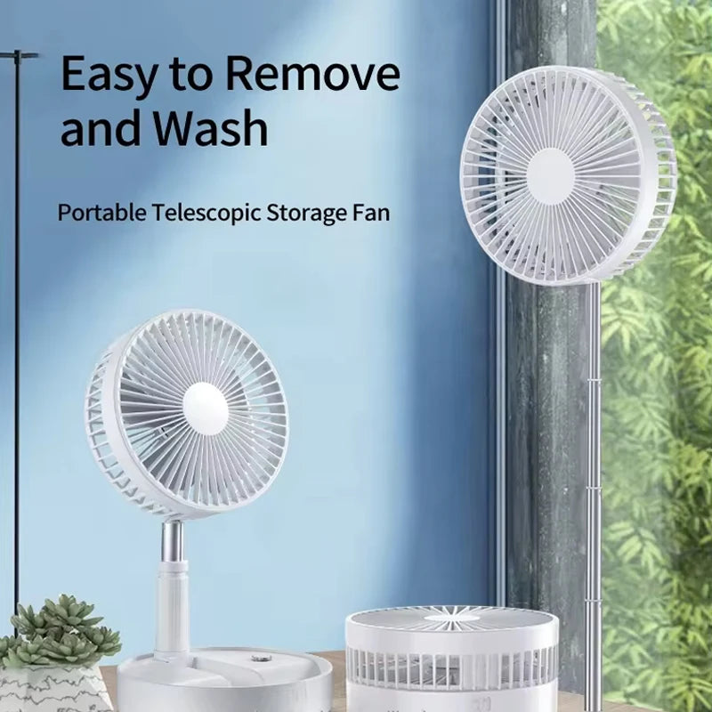 Portable Fan Rechargeable Mini Folding Telescopic Floor Low Noise Summer Fan Cooling For Household Bedroom Office Deskto