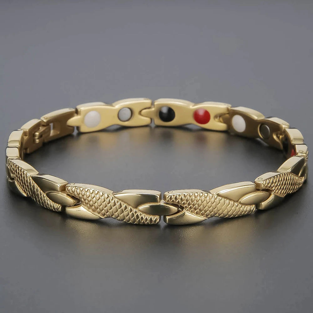 Cool Magnetic Therapy Bracelet for Man Women Waterproof Stainless Steel Snake Pattern Chain Bracelets Health Care Men's