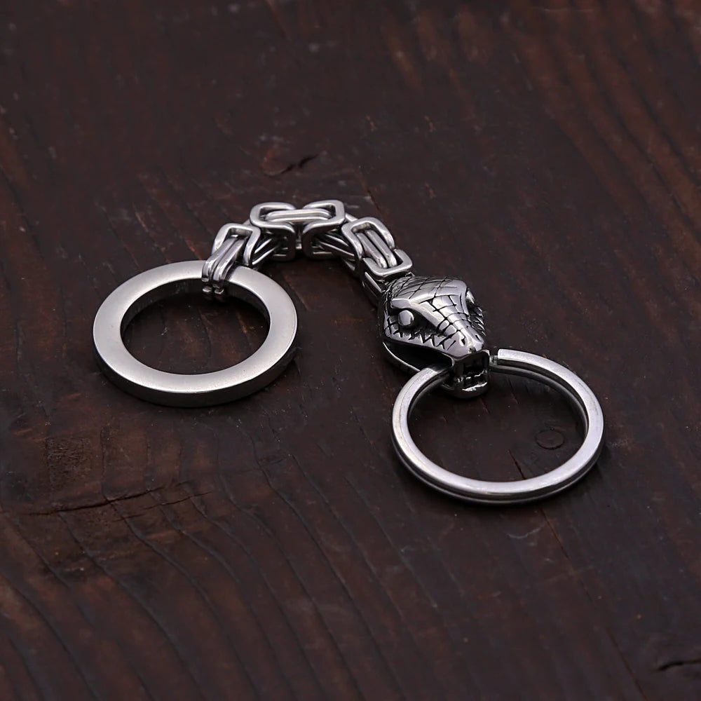 Viking Snake Keychain — Stainless Steel