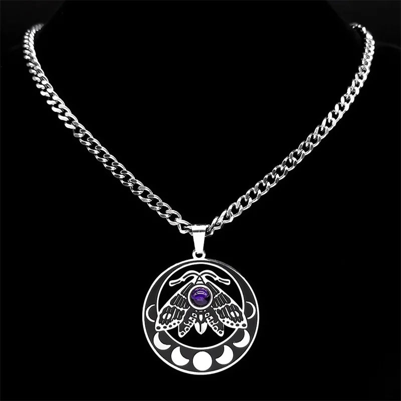 Moon Crescent Pendant Necklace — Stainless Steel