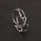 925 Sterling Silver Gothic Thorn Couple Rings for Women Men Punk Retro Cool Spiky Finger Ring Adjustable Hip-hop Y2k