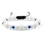 6 8mm Natural Stone Beads Bracelet for Women Men Blue Turkish Evil Eye Braided Chain Bangle Lucky Couple Jewelry Gift