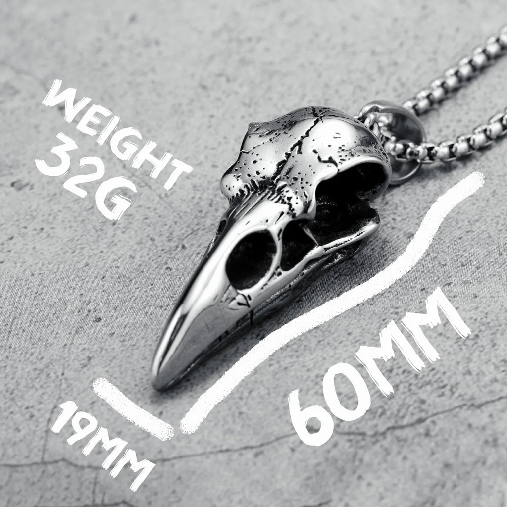 Crow Skull Pendants Men Necklace Stainless Steel War Damaged Gothic Skeleton Chain Rock Punk Party for Friend Male