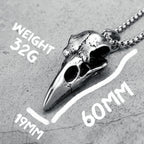 Crow Skull Pendants Men Necklace Stainless Steel War Damaged Gothic Skeleton Chain Rock Punk Party for Friend Male