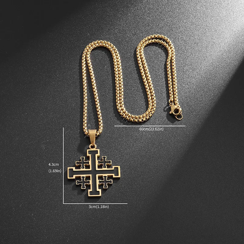 Templar Cross Steel Pendant Vintage Jerusalem