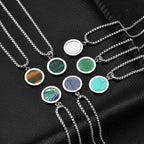 Tiger Eye Round Stone Pendant — Stainless