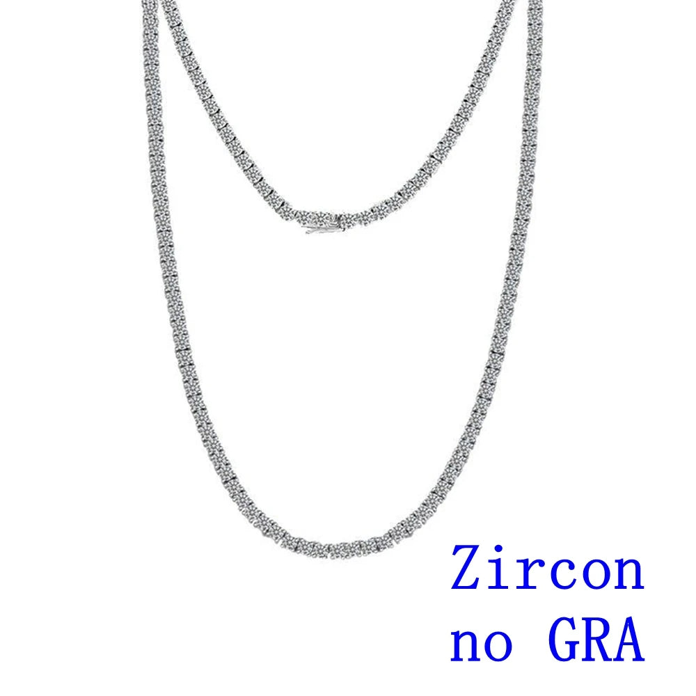 S925 Stering silver D VVS1 Moissanite Tennis Necklace 3/4/5/6mm GRA for Women Man Jewellery Zircon