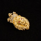 Lion Head Crown Pendant Necklace — Iced Out, Stainless Steel