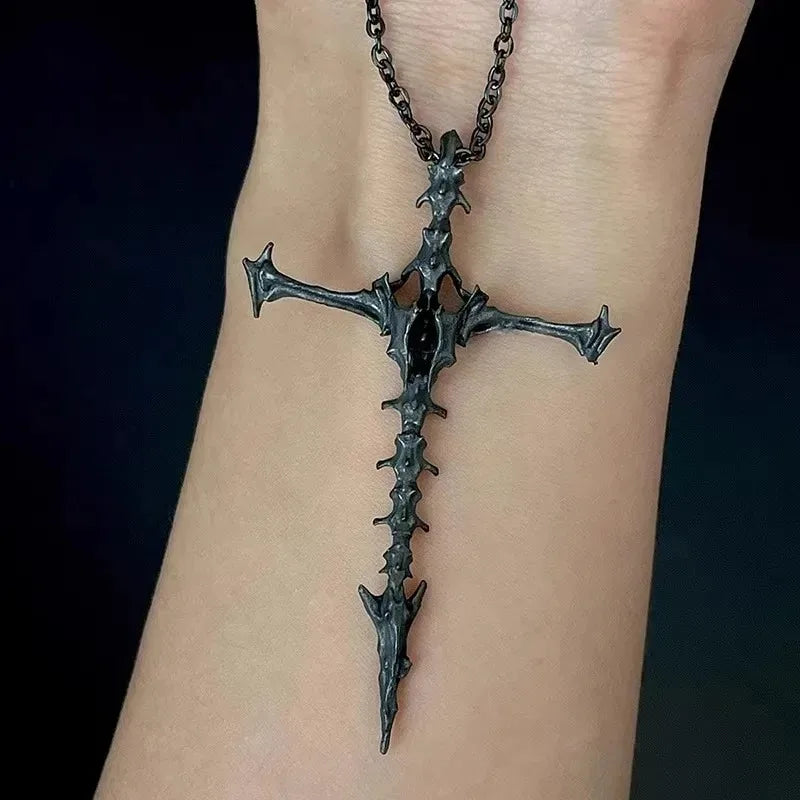 Skull Cross Silver Pendant Necklace
