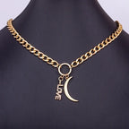Nidin Hot Sale New Fashion Geometric Paperclip Link Chain Evil Eye Palm Shape Pendant Necklace For Women Men Jewelry
