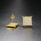Iced Out Zircon Stud Earrings — Two-Tone