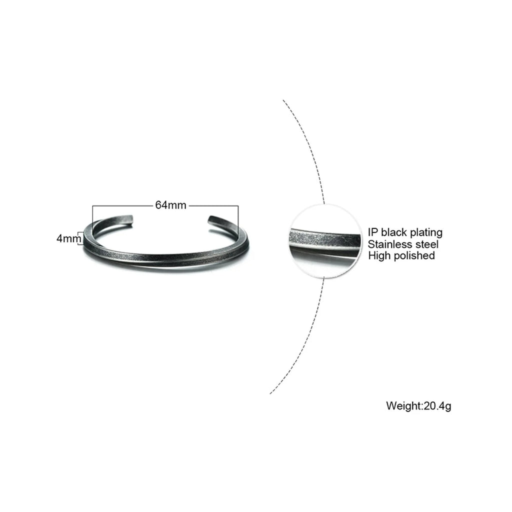 Minimal Thin Cuff Bangle Bracelet — Stainless Steel