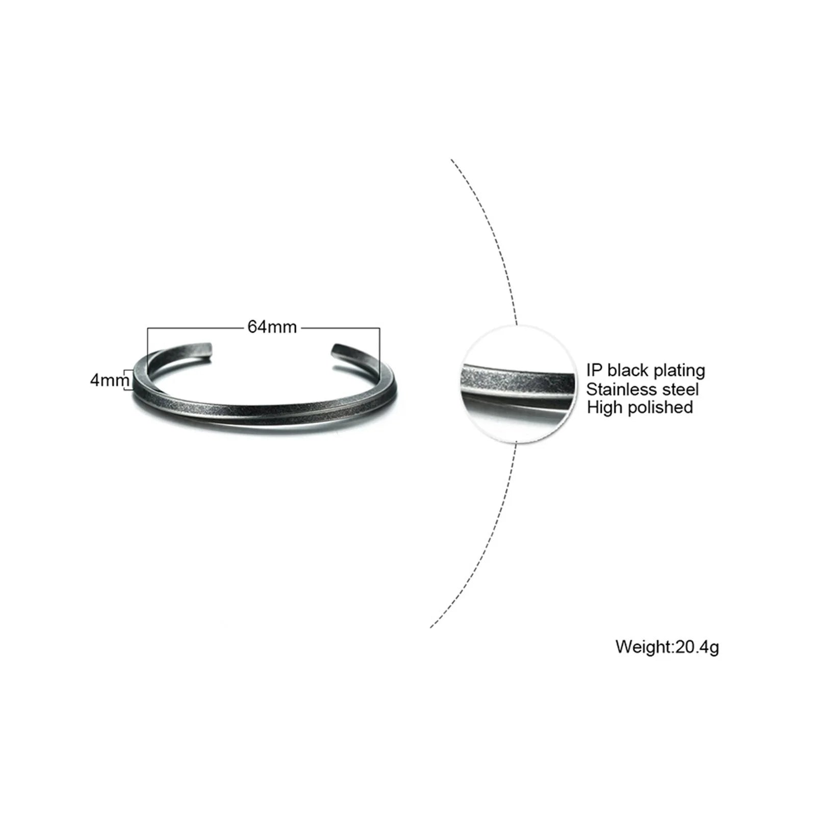 Minimal Thin Cuff Bangle Bracelet — Stainless Steel